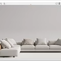 Modern Light Colored L shaped Sectional Sofa with Plaid Cushions and Wooden Armrests