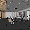 Modern Spacious Gym Interior With Well Equipped Exercise Machines And Mirrors