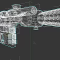 Sci Fi Pistol With Wooden Grip Metal Body And Perforated Barrel Scope