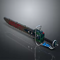 Professional Chainsaw Equipment With Sharp Metal Chain Green Black Design And Grip Handle
