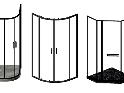 Modern Shower Partition Designs With Curved Glass Doors And Corner Shapes 3d model