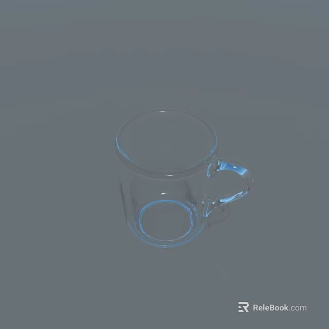 Transparent Glass Cup with Handle Clear Simple Design for Daily Use 3d model 