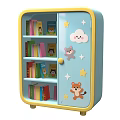 Colorful Kids Bookshelf With Blue Yellow Frame And Cartoon Bear Cloud Star Decor