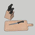 Wooden Kitchenware Set With Knife Block Cutting Board And Sharp Knives