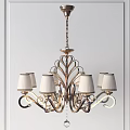 Classical Style Chandeliers With Multiple White Lampshades And Decorative Metal Frames 3d model