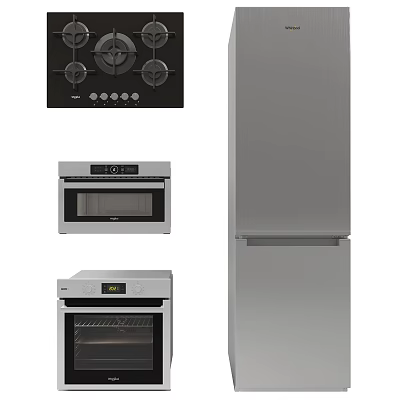 Modern Kitchen Appliances Collection Including Gas Stove Microwave Oven Electric Oven And Refrigerator 3d model