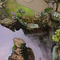 Mystical Floating Island Platform With Yin Yang Symbol Stone Structures And Glowing Lines