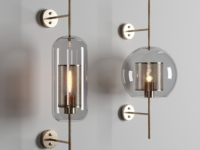 Metal glass wall lamp model