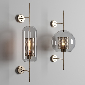 Metal glass wall lamp 3d model