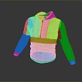 Turquoise Benetton Hoodie With Front Zipper And Striped Design For Casual Wear