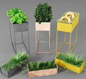 Modern potted combination 3d model