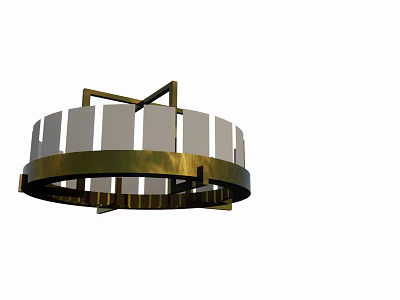 Modern Circular Ceiling Light With Golden Metal Frame And White Panels 3d model