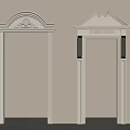 Two Decorative White Door Frames With Carved Arch And Triangular Pediments 3d model