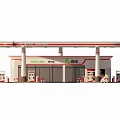 Modern CNPC Gas Station With Red Accent Canopy Parked Vehicles And High Rise Buildings