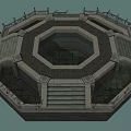 Traditional Octagonal Stone Platform With Steps And Ornate Railing Structure