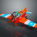 Colorful Toy Airplane Model E601 With Building Block Design Orange Blue White Propeller