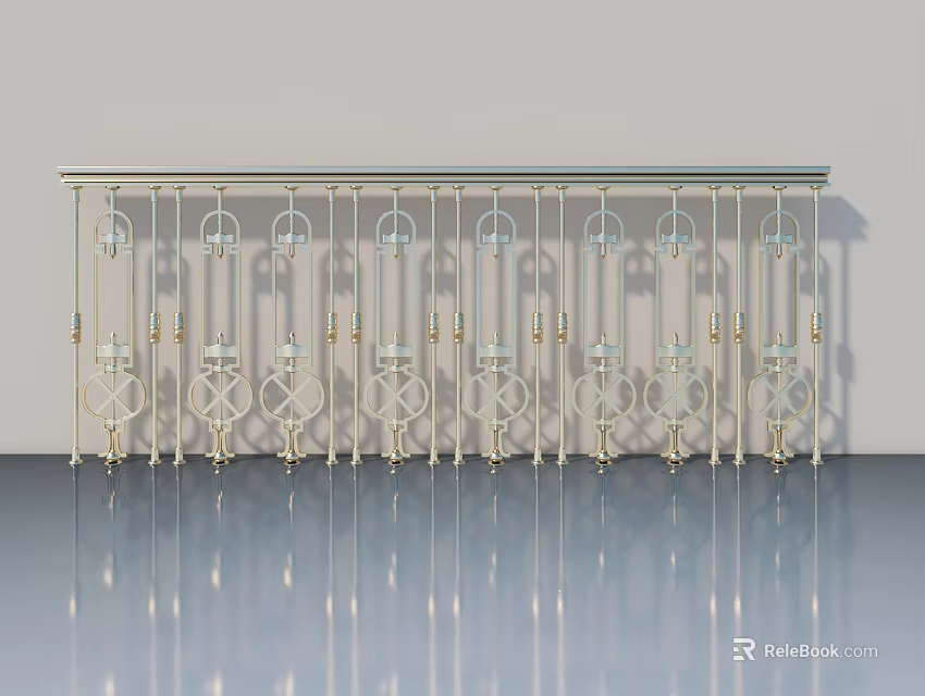 Elegant Modern Swing Door With Decorative Metal Frame And Glass Panels 3d model 