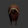 Red Mythical Yak With Green Saddle For Adventurous Rider Character