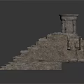 Stone Architectural Structure With Steps Platform And Pillar Design Model 3d model