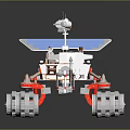 Lunar Terrain Surface With Solar Panel Equipped Rover And Six Wheels 3d model