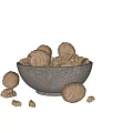 Healthy Organic Walnuts in a Ceramic Bowl with Some Scattered Outside