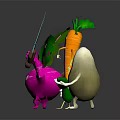 3D Rendered Anthropomorphic Vegetable Dolls With Expressive Faces Limbs Tools And Green Leaves