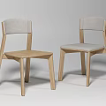 Simple Modern Dining Chairs With Wooden Frame And Gray Padded Seats
