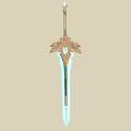 Ornate Fantasy Sword Featuring Golden Decorative Hilt And Glowing Blue Blade 3d model