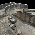 Ancient Stone Ruins Structure Featuring Stone Walls Stairs Archway And Paved Floor