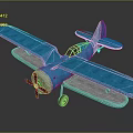 Vintage Blue Biplane Model For Space Aeronautics Education And