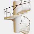 Modern Spiral Staircase Design With Metal Railings And White Steps