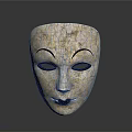 Handcrafted Decorative Daily Life Mask With Cracked Texture And Black Line Details