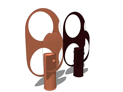 Two Modern Table Lamps in Brown Black with Circular Cutout and Cylindrical Base 3d model