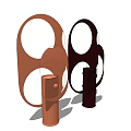 Two Modern Table Lamps in Brown Black with Circular Cutout and Cylindrical Base