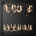 Stylish Modern Chandeliers With Curved Metal Frame And Illuminated Design