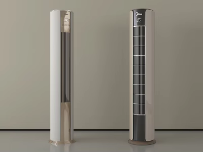 Sleek Tower Design Air Conditioner Fans in Light and Dark Color Options 3d model