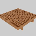 Modern Wooden Functional Table With Wavy Perforated Surface And Sleek Legs