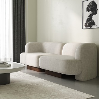 modern double sofa cream sofa 3d model