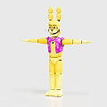Yellow Wooden Figure With Rabbit Ears And Pink Polka Dot Vest Arms Outstretched