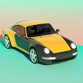 Yellow And Black Two Door Sports Car With Silver Wheels And Vintage Design