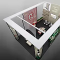 JINSANT Exhibition Booth With Modern Design Red Green Walls Circular Decor Display Counters And Lighting