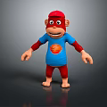 Cartoon Monkey Character In Red Hat Blue Tshirt With Basketball Design And Red Limbs