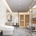 Modern Bathroom Birds Eye View Interior Layout With Vanity Toilet And Shower Area