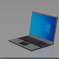 Modern Electronic Laptop With Blue Windows Screen Keyboard And Touchpad
