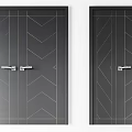 Modern Black Hinged Doors With Various Geometric Patterns And Gold Accents 3d model