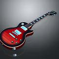 Vintage Electric Guitar With Red Black Gradient Finish Glossy Surface Rosewood Neck And Dual Pickups