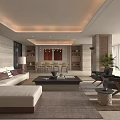 Elegant Modern Living and Dining Room With Sofa Coffee Table And Floor to Ceiling Windows