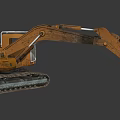 Yellow Tracked Excavator as Heavy Duty Construction Functional Vehicle with Front Bucket and Operator Cab