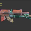 Futuristic Science Fiction Weapon With Red Metallic Components And Detailed Structure