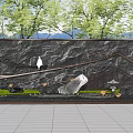 Modern Building Exterior Wall With Stone Texture Wooden Accents And Natural Landscape Elements